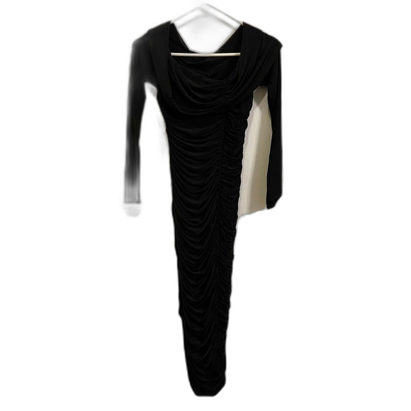 NWT  NAKED WARDROBE Black Rusched Bodycon Maxi Dress  Women's Size Small - Picture 6 of 10